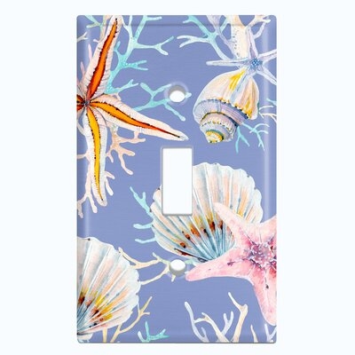 Metal Light Switch Plate Outlet Cover (Coral Reef Clam Star Fish Blue  - Single Toggle) - Image 0