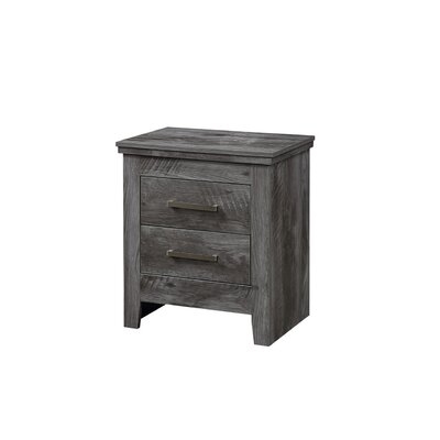 Nightstand With 2 Drawers , Rustic Gray Oak - Image 0