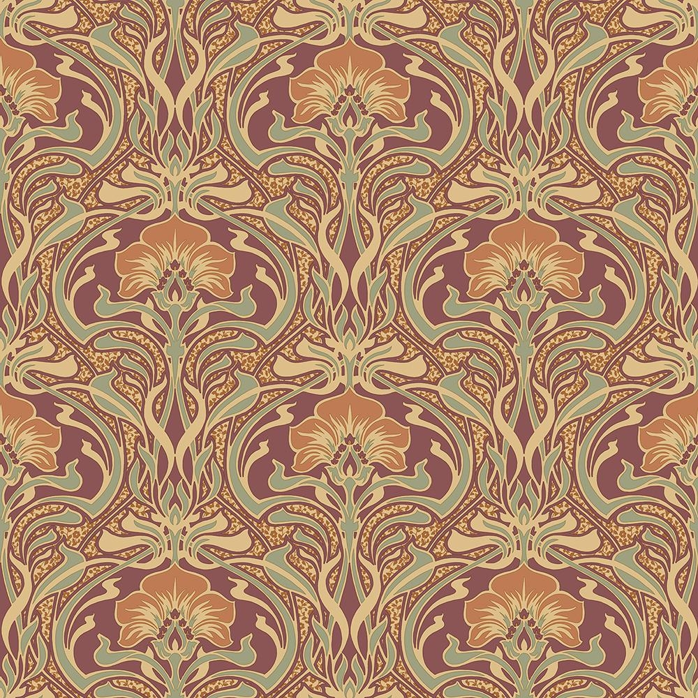 56.4 sq. ft. Donovan Burnt Sienna Nouveau Floral Wallpaper - Image 0