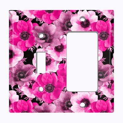 Metal Light Switch Plate Outlet Cover (Pink White Flowers - Single Toggle Single Rocker) - Image 0
