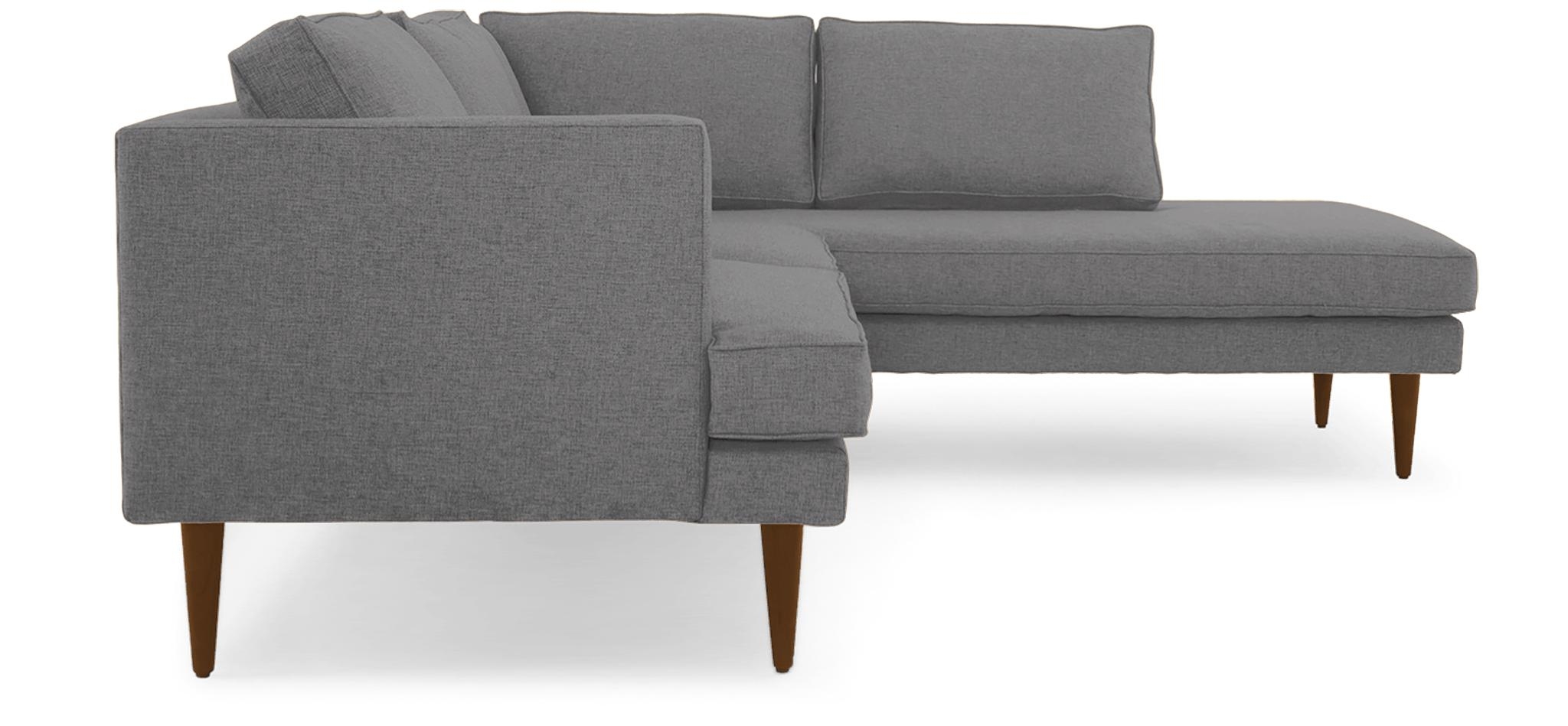 Gray Preston Mid Century Modern Sectional with Bumper (2 piece) - Royale Ash - Mocha - Right  - Image 2