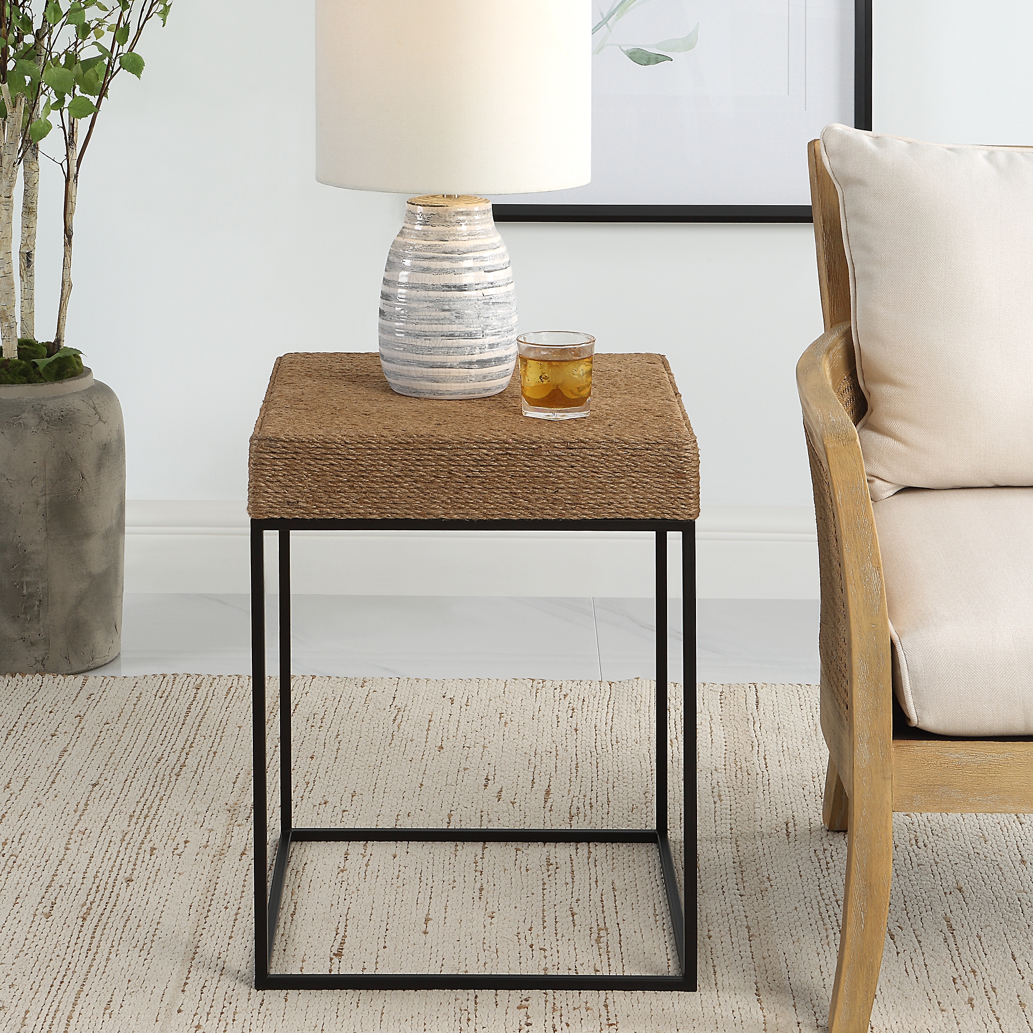 Laramie Rustic Rope Accent Table - Image 2