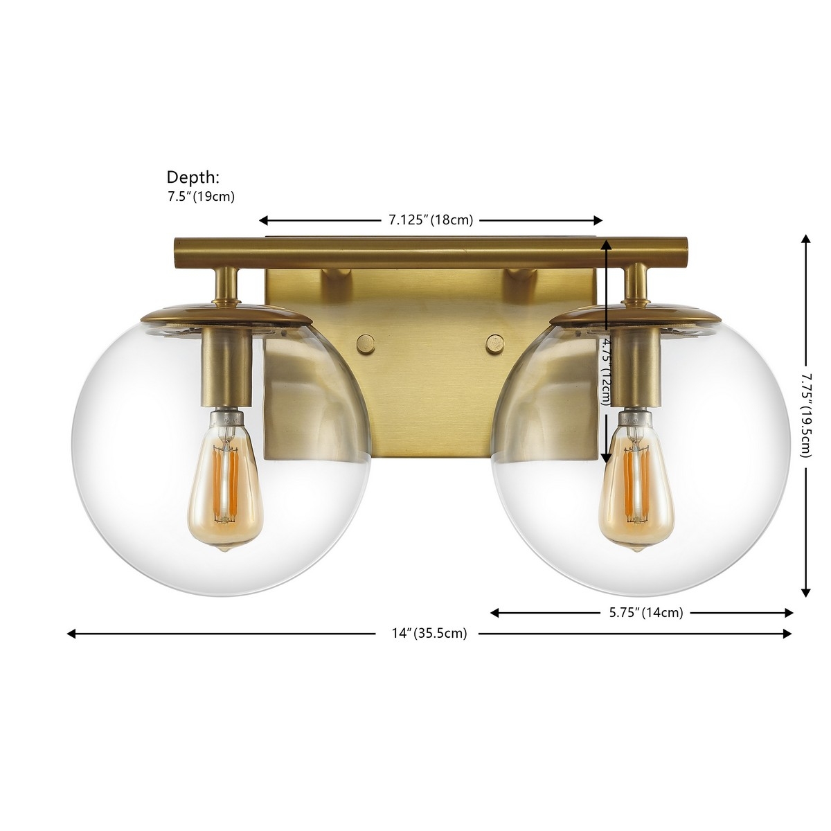 Severa 2Lt 14" Wall Sconce - Brass - Safavieh - Image 5
