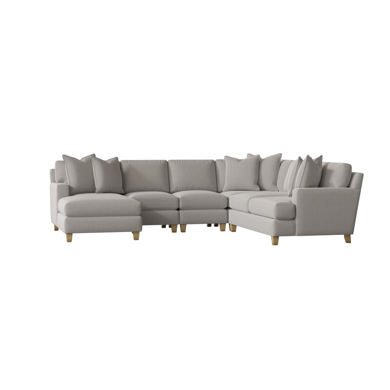 Bernhardt Mila 137" Right Hand Facing Sectional Body Fabric: 1288-010, Leg Color: Antique Gold - Image 0