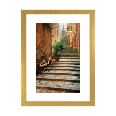 Italy, Cinque Terre, Monterosso. Bicycle and Uphill Stairway by Jaynes Gallery - Photograph Print - Image 0
