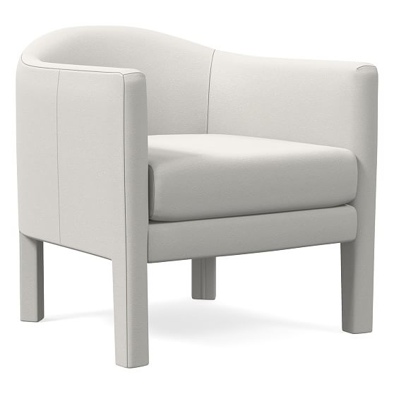 Open Box: Isabella Fully Upholstered Chair, Poly, Sierra Leather, Snow - Image 0