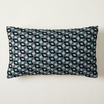 Static Diamond Pillow Cover, 18"x18", Smoke Blue - Image 2