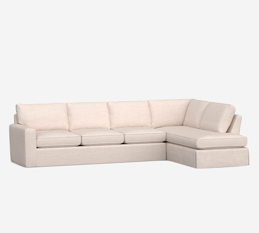 Pearce Square Arm Slipcovered Left Sofa Return Bumper Sectional, Down Blend Wrapped Cushions, Performance Slub Cotton Ivory - Image 0