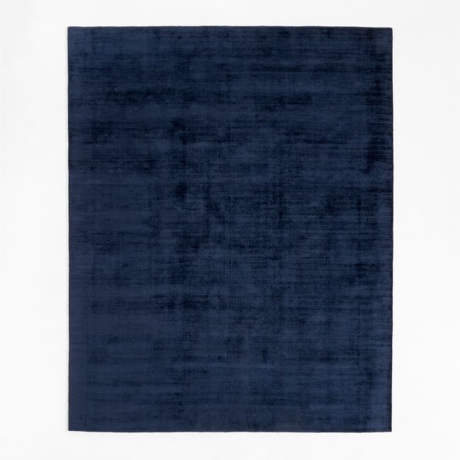 Laval Viscose Handwoven Solid Blue Area Rug 9'x12' - Image 0