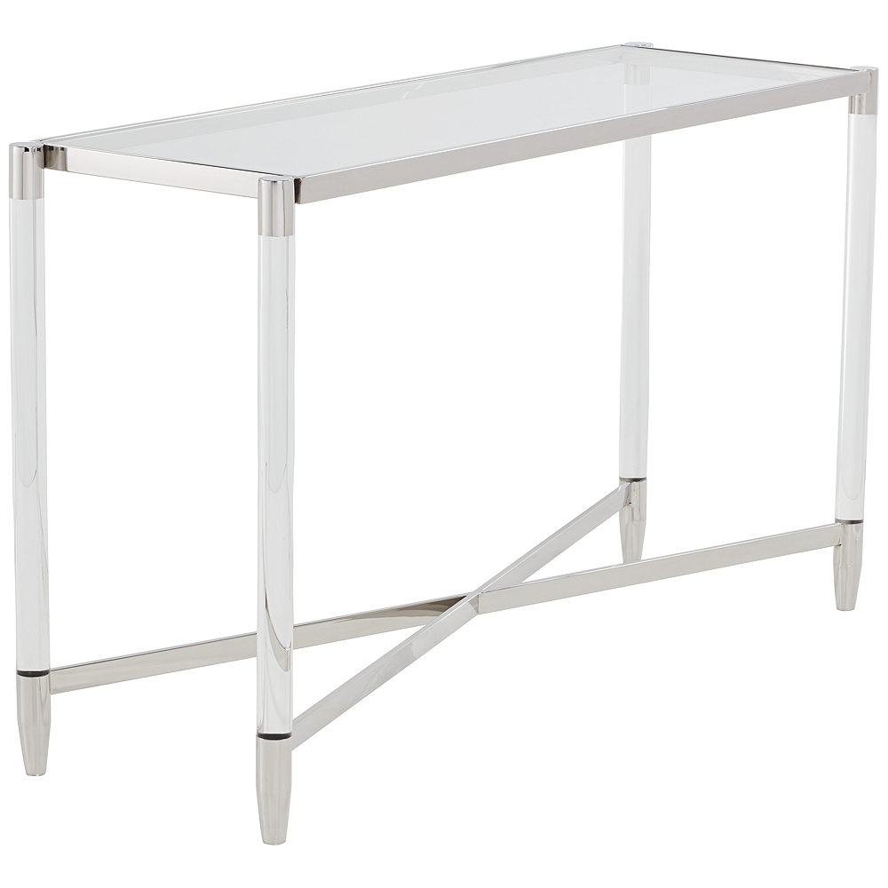 Stefania 50" Wide Silver and Acrylic Modern Console Table - Image 0
