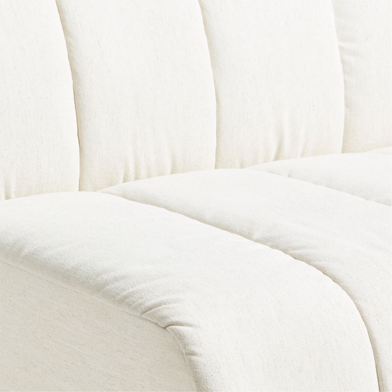 Jade Heathered Ivory Kids Puffer Armless Chair + Ottoman - Image 3