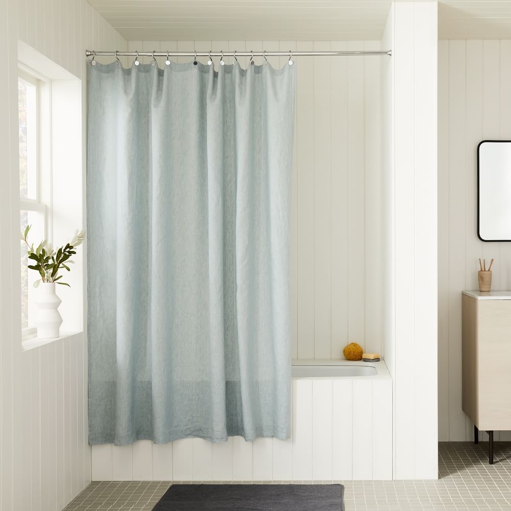 European Linen Shower Curtain, Silver Mist, 72"x74" - Image 0