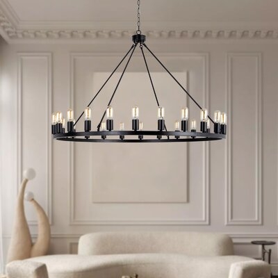 Gusman 24 - Light Unique Wagon Wheel Chandelier With Wrought Iron Accents - Image 0