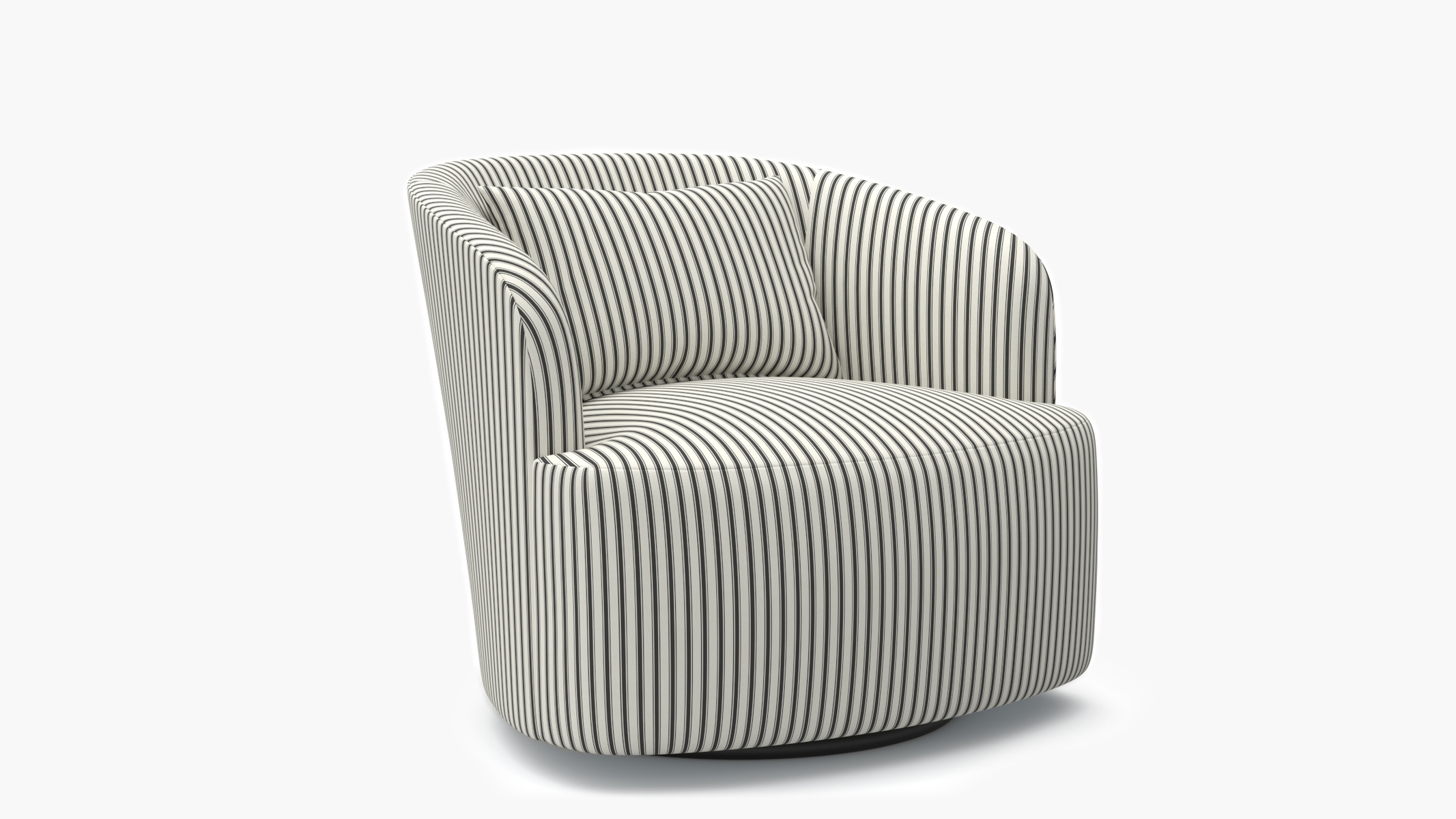 Deco Swivel Chair, Black Classic Ticking Stripe - Image 1