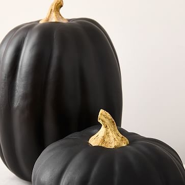 Pumpkin Decor, Black, Small And Large, Set of 2 - Image 1