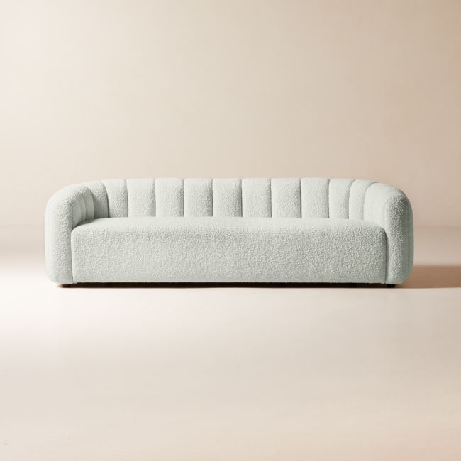Fitz 98" Channeled White Boucle Sofa - Image 0