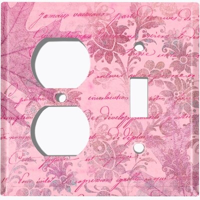 Metal Light Switch Plate Outlet Cover (Purple Leaf Letter Writing  - Single Duplex Single Toggle) - Image 0