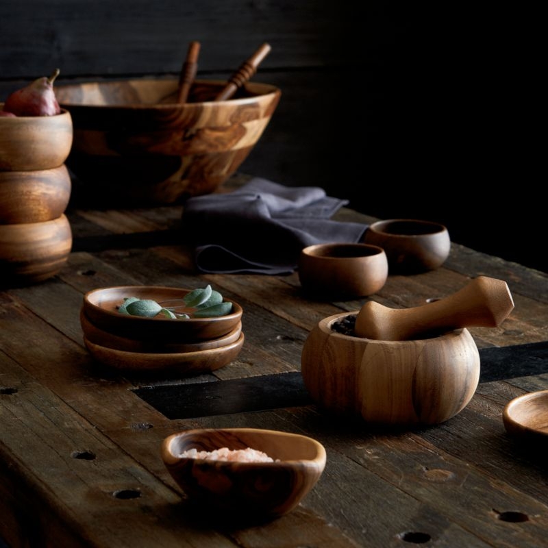 Tondo 8.5" Acacia Wood Salad Serving Bowl - Image 2