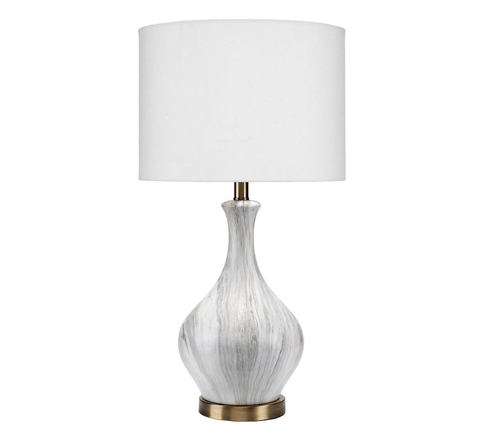 Murpheys Ceramic Table Lamp, White & Grey Marbled Ceramic - Image 0
