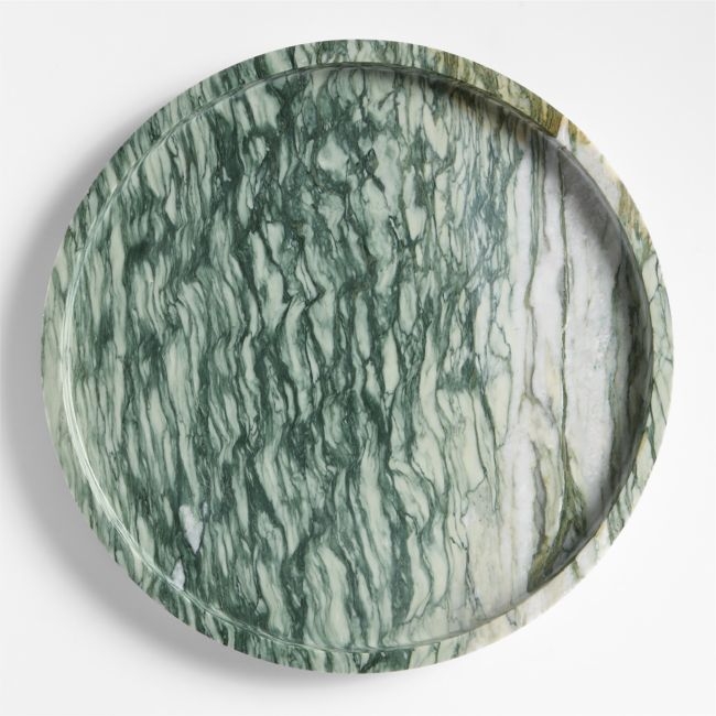 Fern Green 12.5" Round Marble Tray - Image 0