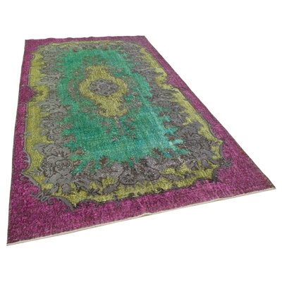 One-of-a-Kind Guise Hand-Knotted 1970s 5'7" x 10'1" Area Rug in Green/Gray/Pink - Image 0