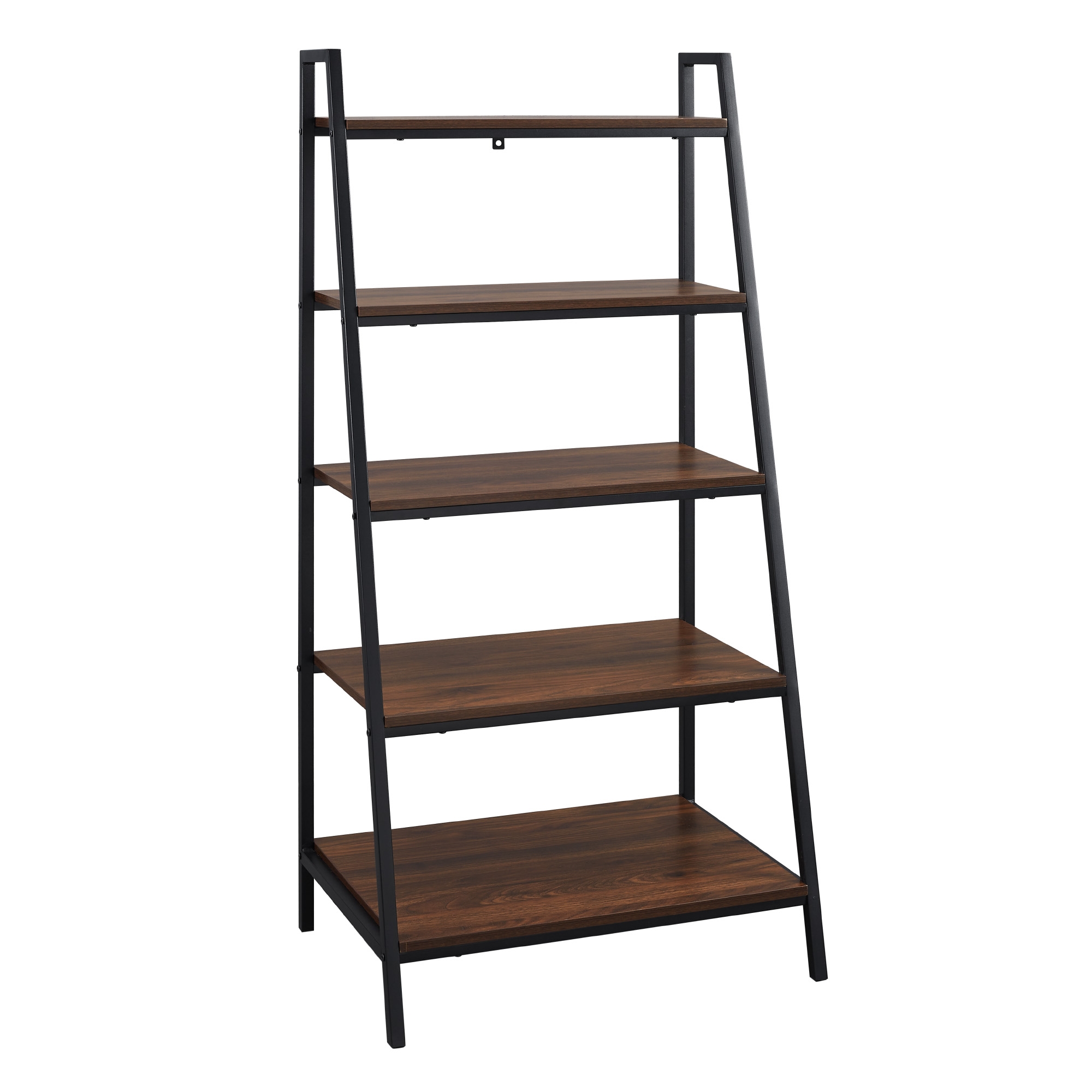 Contemporary Ladder Bookshelf, Dark Walnut - Image 1