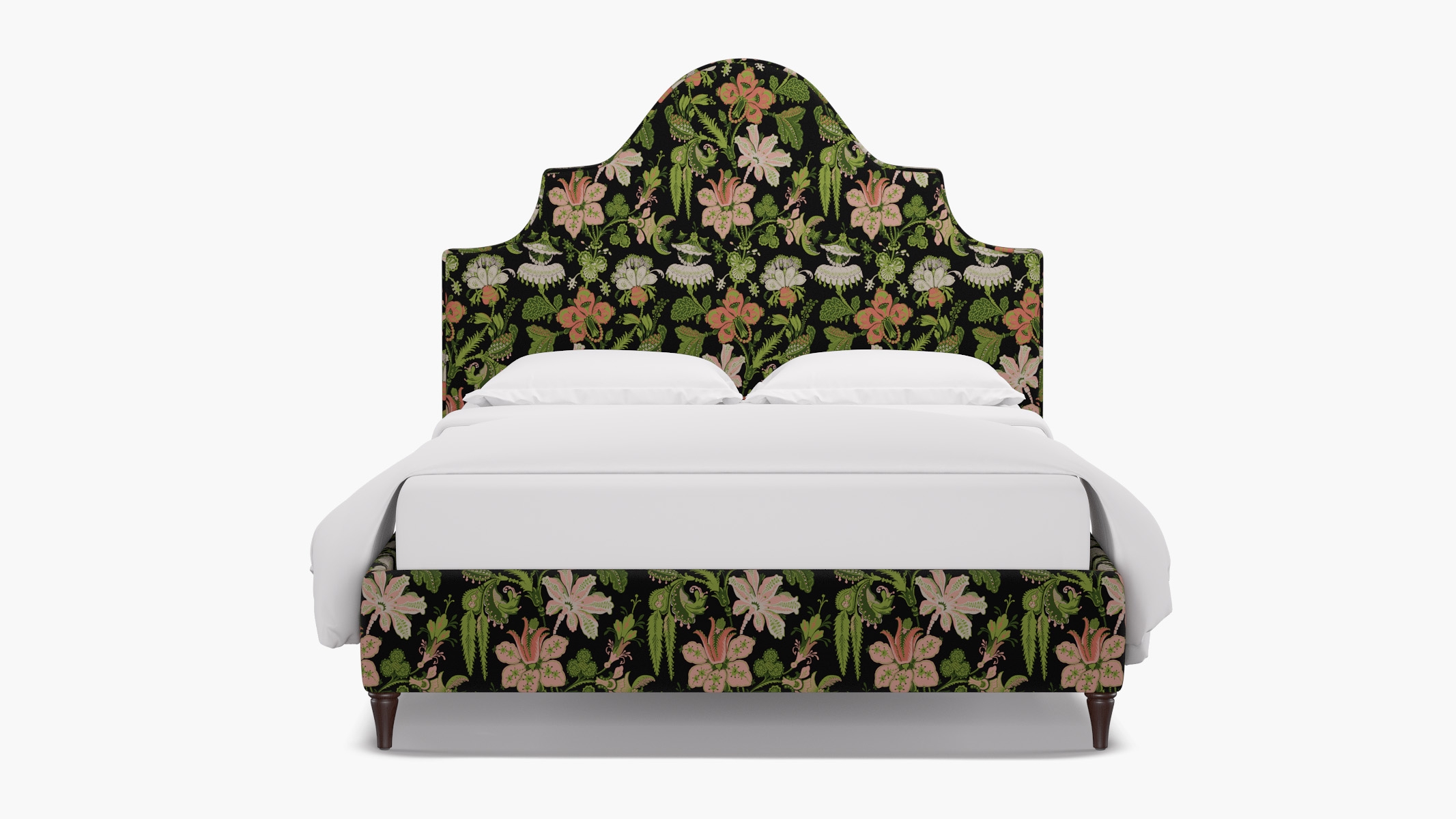 Statement Bed, Coral Onyx Rossetta, Espresso Decorative Tapered Leg, King - Image 0