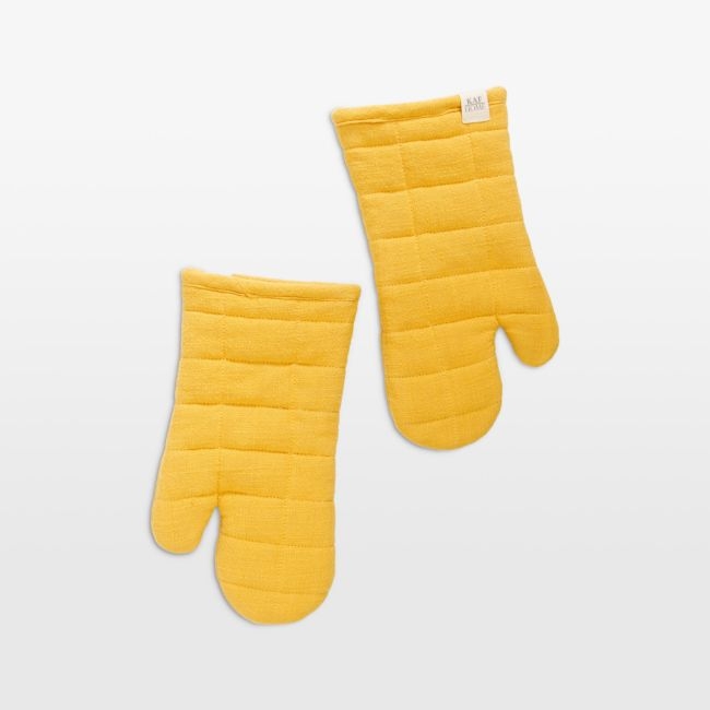 Monaco Ocher Quilted Cotton Oven Mitt, Set of 2 - Image 0