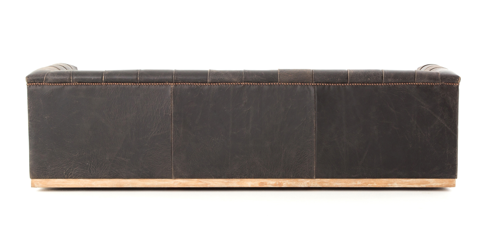 Afia Leather Sofa, Distressed Black - Image 8