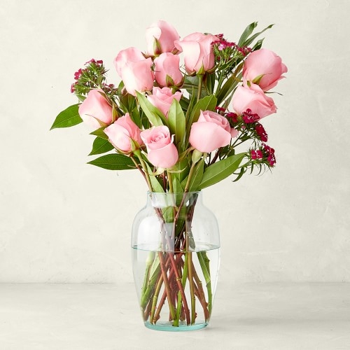 Pink Rose Premium Bouquet with Vase - Image 0