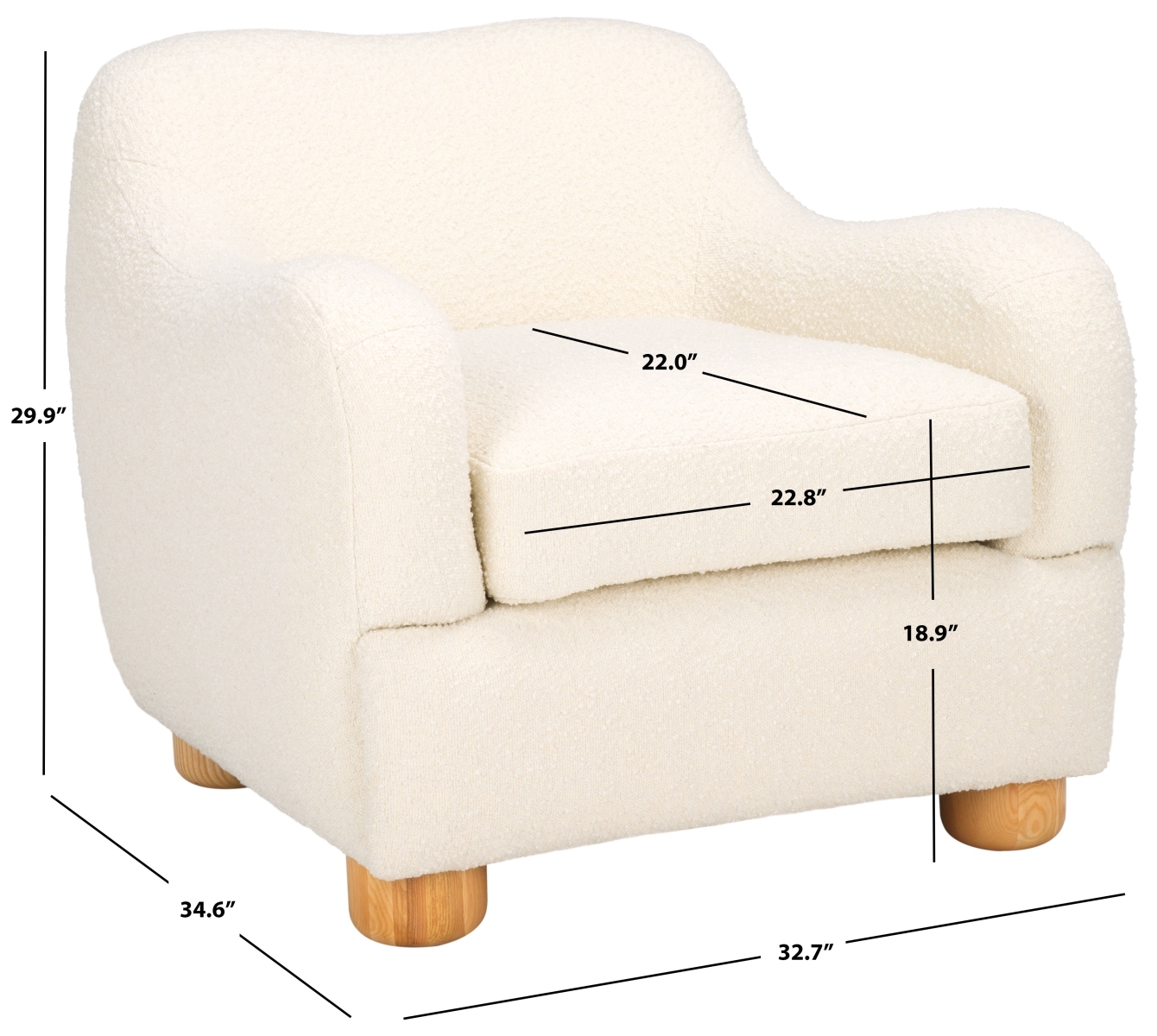 Dyanna Boucle Accent Chair - Ivory/Natural - Image 8