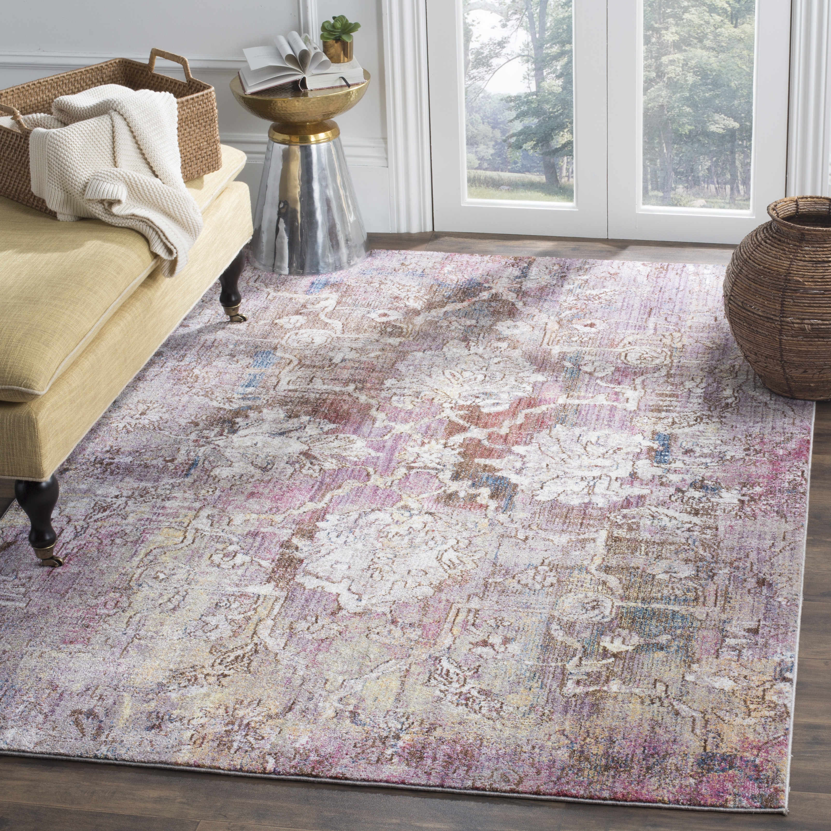 Arlo Home Woven Area Rug, BTL487U, Pink/Grey,  6' X 9' - Image 1