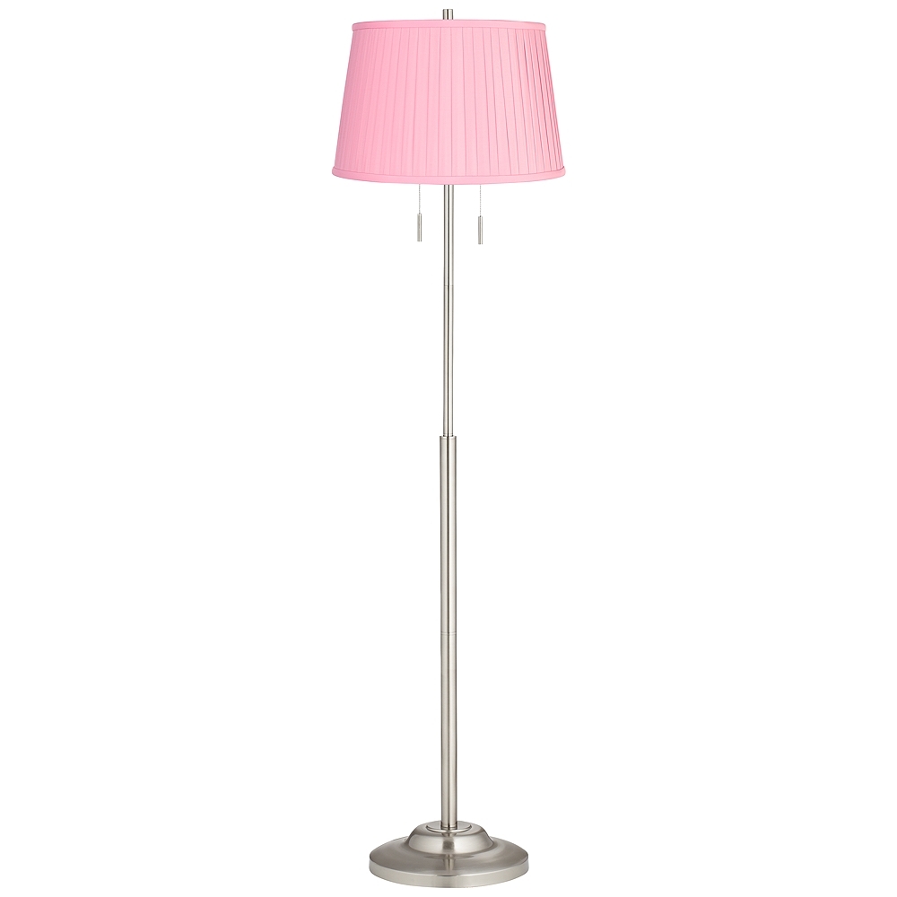 360 Lighting Abba 66" High Bright Pink Pleated Shade Floor Lamp - Image 0