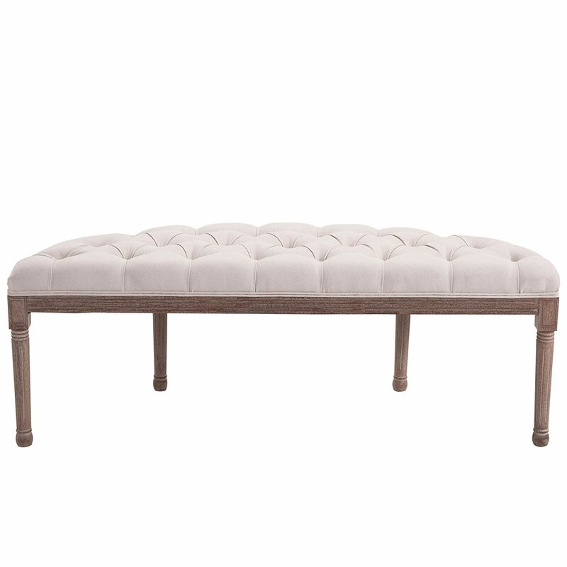 Alida Tufted Half Circle Upholstered Bench, Beige - Image 7