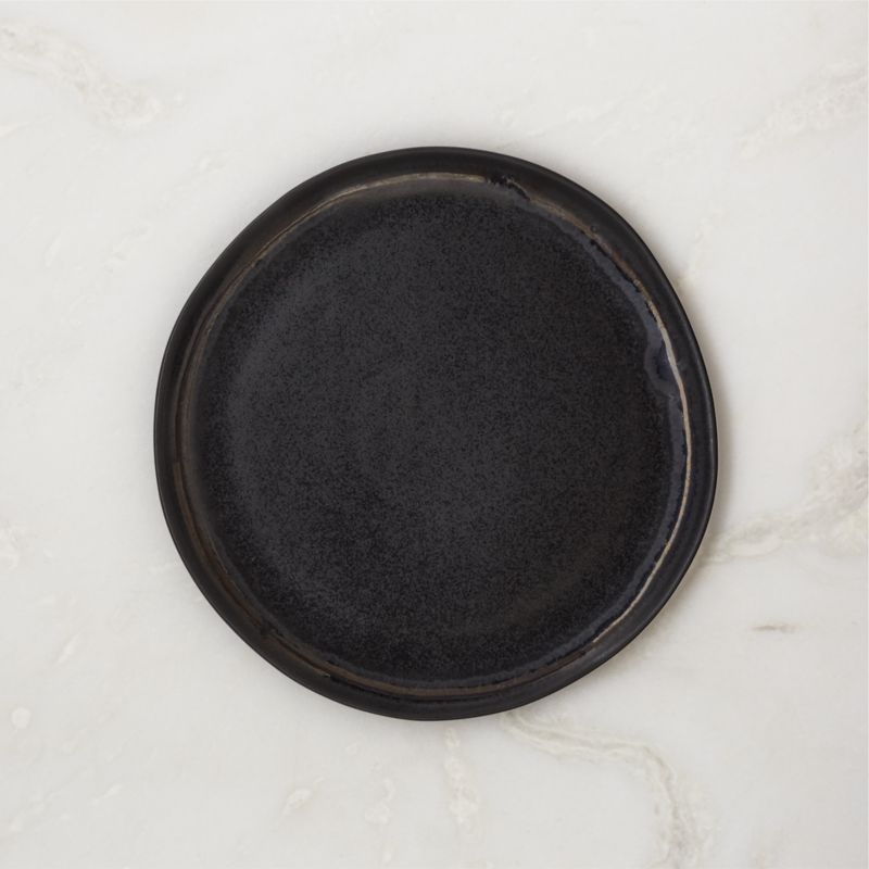 Hyacinth Black Salad Plates with Reactive Glaze Set of 6 - Image 1