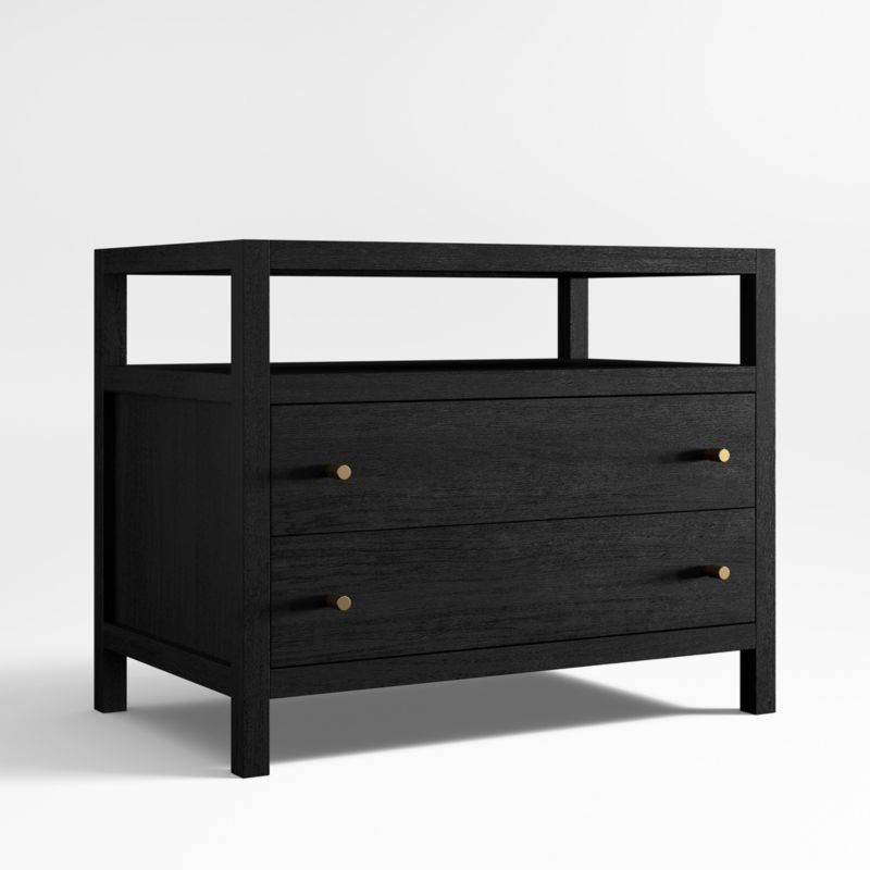 Keane 31.5" Black Solid Wood Charging Nightstand - Image 2