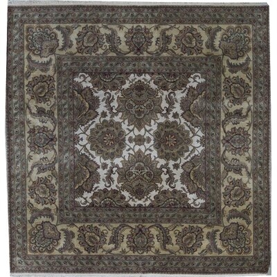One-of-a-Kind Hand-Knotted Beige 10'1" Square Wool Area Rug - Image 0