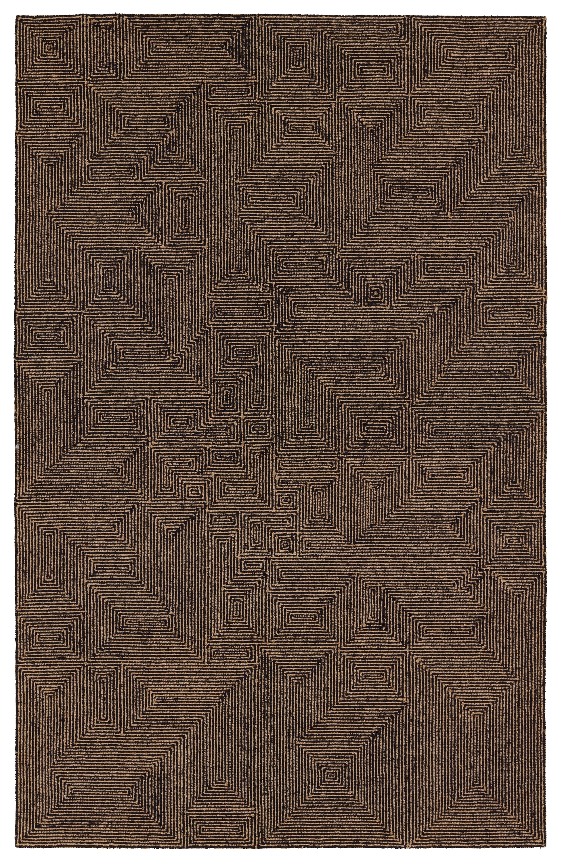 Quarion MRC01 Handmade Geometric Brown and Black Area Rug (6'x9') - Image 0