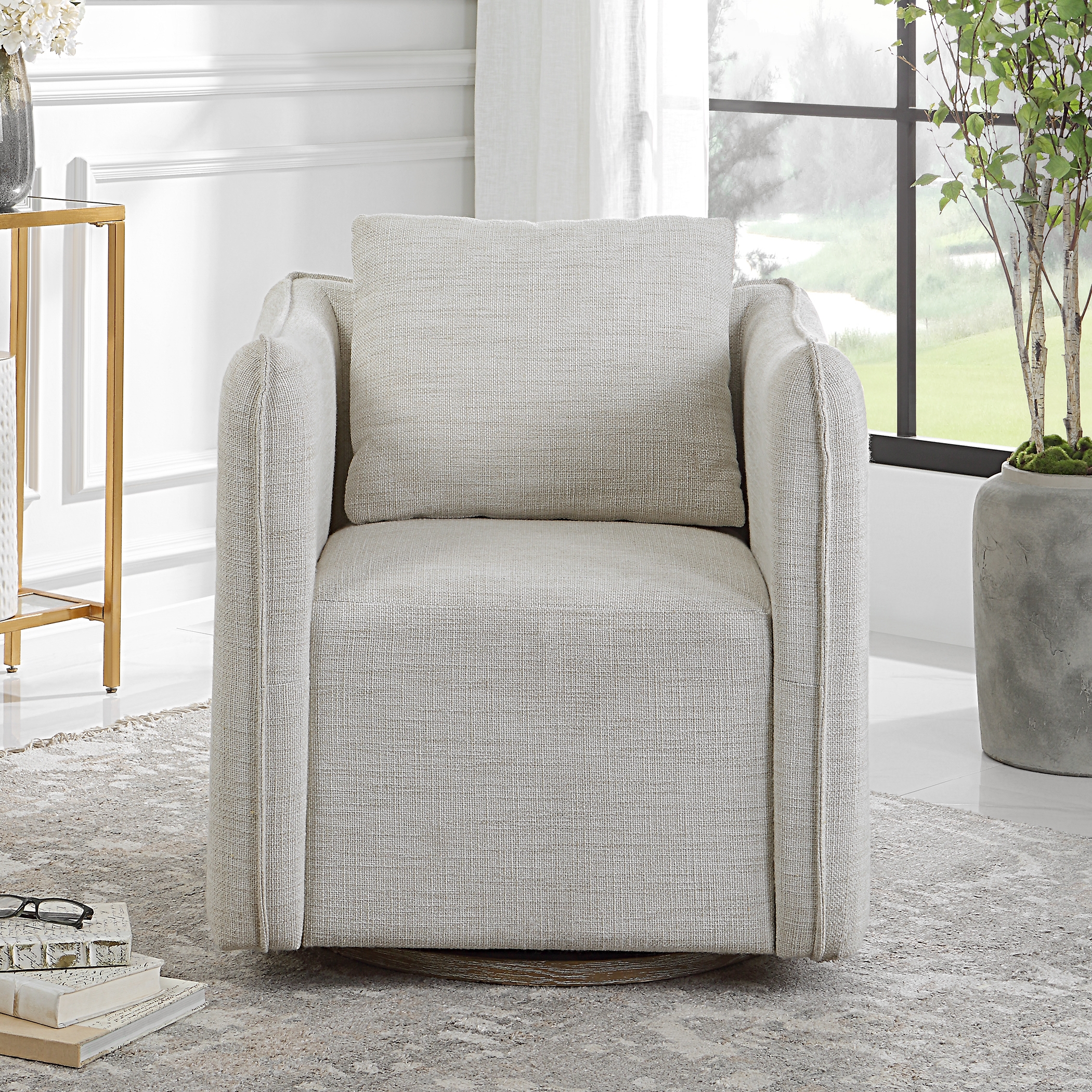 Corben White Swivel Armchair - Image 8
