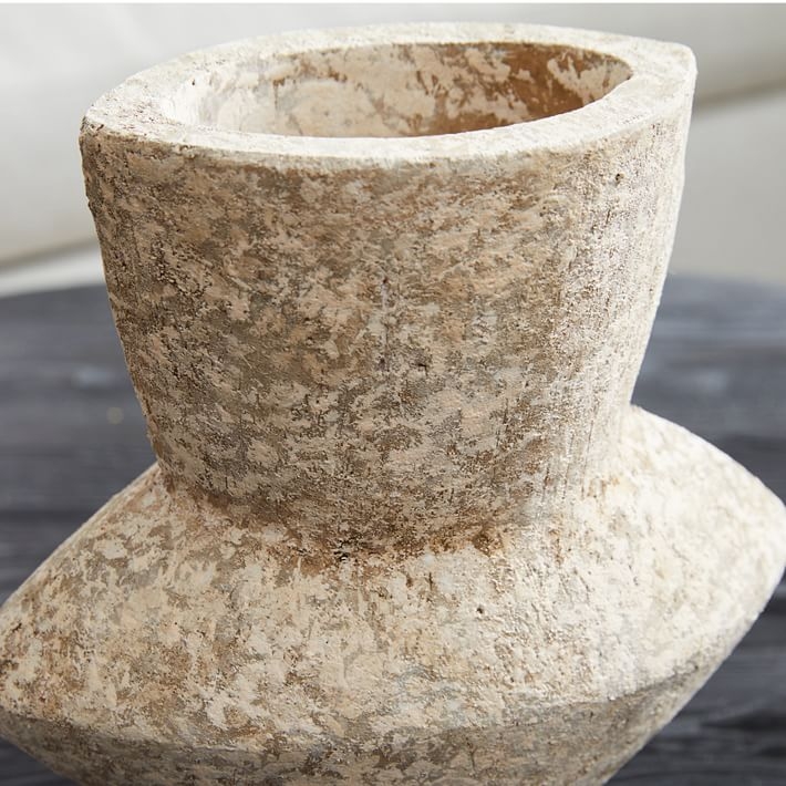 Ceramic Totem Vase, Gray, Medium - Image 1