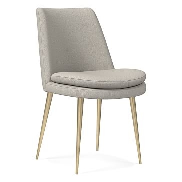 Finley Low Back Dining Chair,Individual, Basket Slub, Pearl Gray, Light Bronze - Image 0