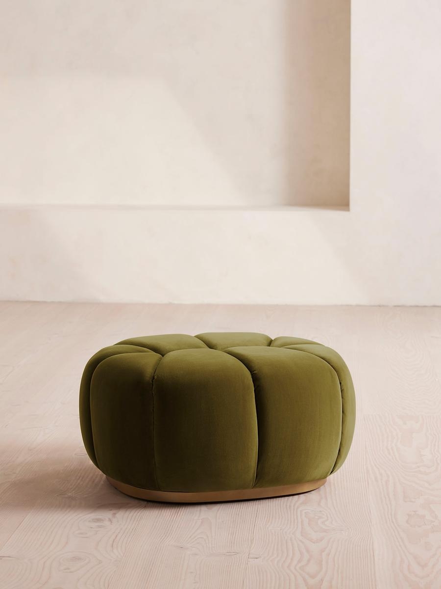 Garret Footstool, Velvet Olive, US - Image 0