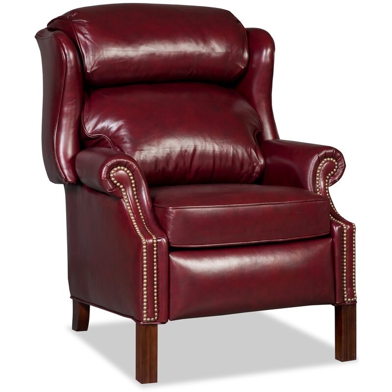 Bradington-Young Chippendale 33"" Wide Genuine Leather Manual Wing Chair Recliner - Image 0