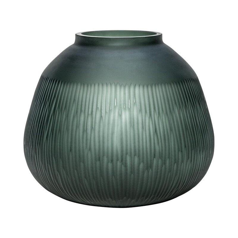 JANUS et Cie Dupioni Green 9.75" Indoor / Outdoor Glass Table Vase - Image 0