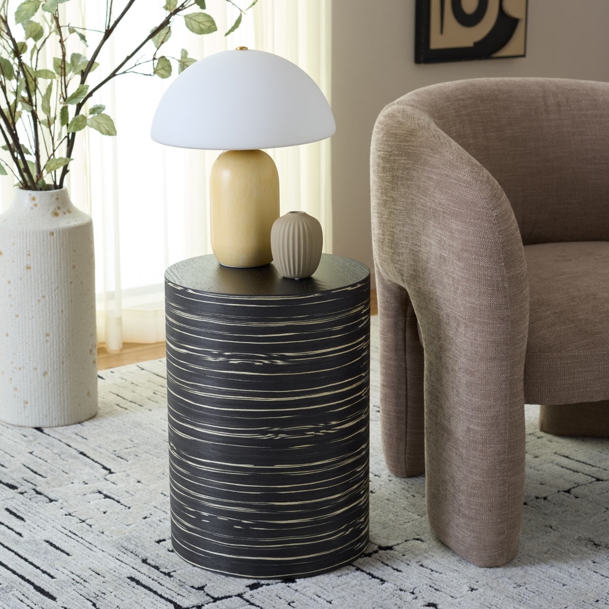Bahan Round End Table - Black - Safavieh - Image 1
