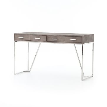 Stainless Steel & Faux Shagreen Desk - Image 2