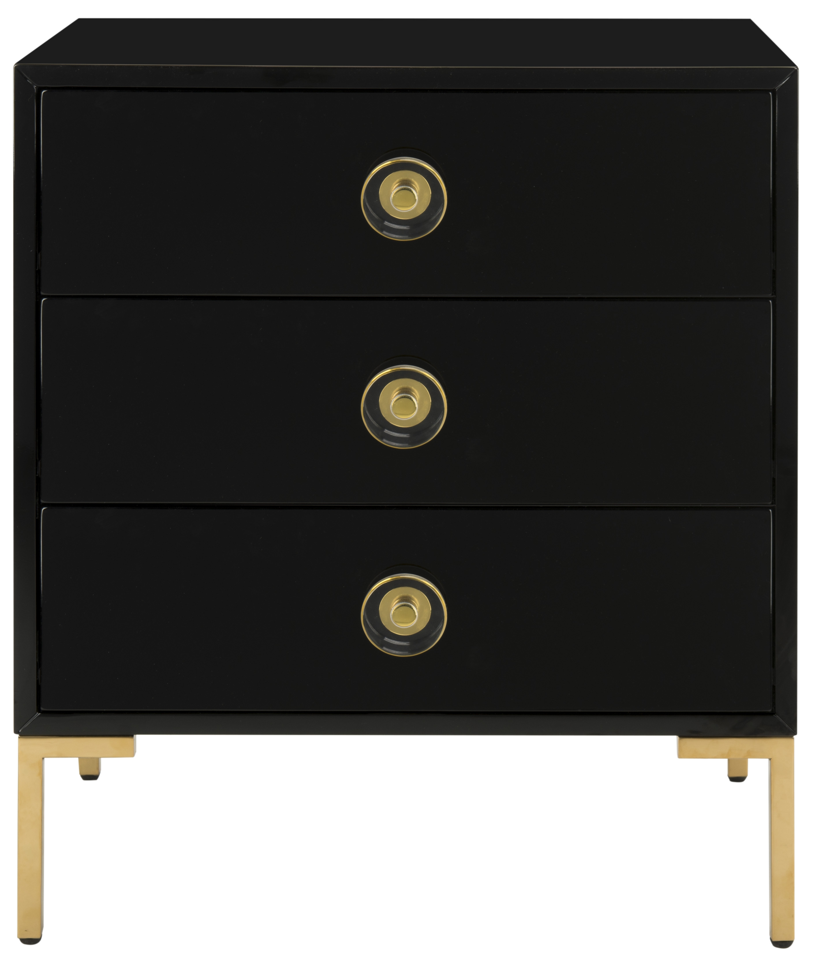 Lucian 3-Drawer Side Table - Black/Brass - Safavieh - Image 0
