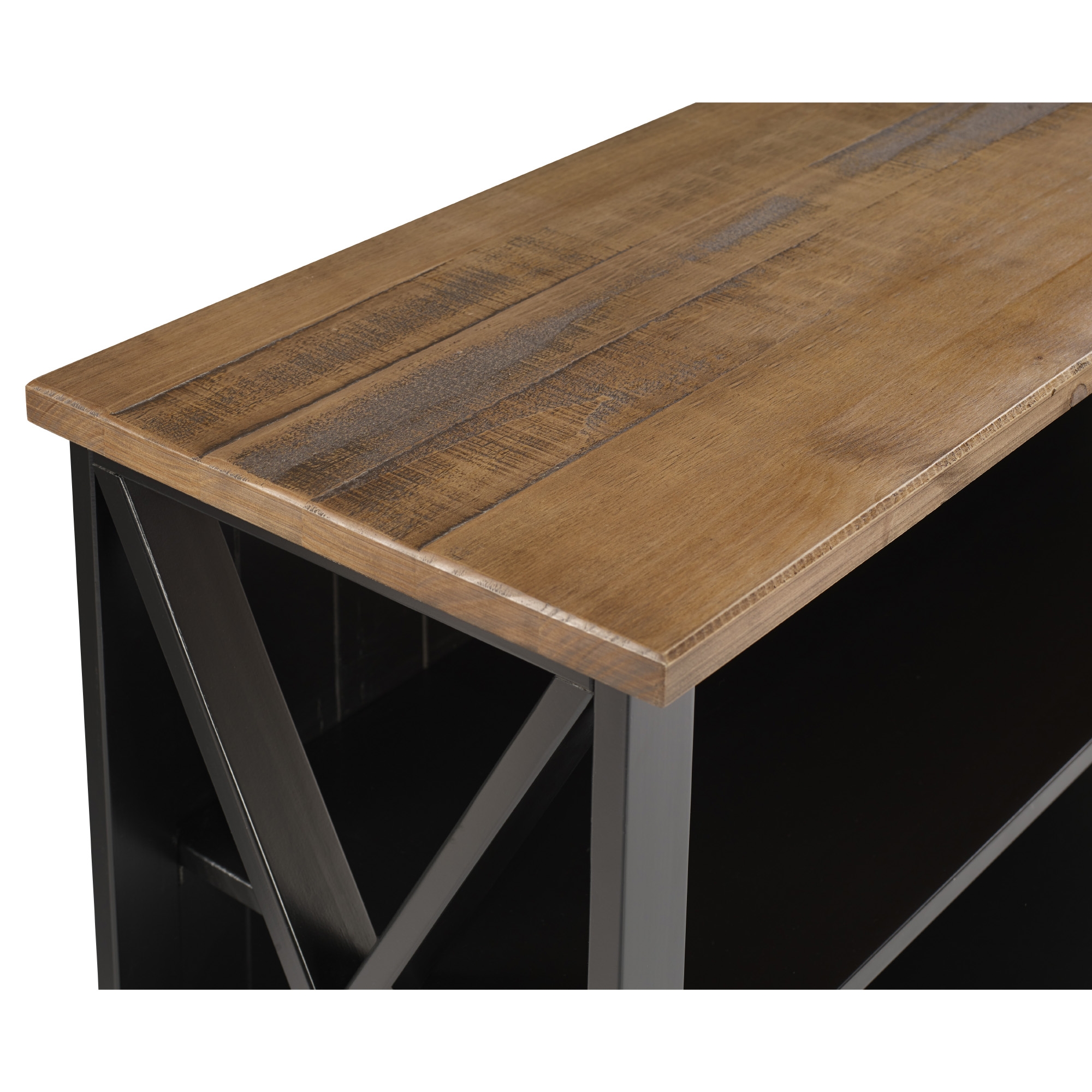 Lucas 52" Solid Wood Farmhouse Storage Console - Rustic Oak/Black - Image 6