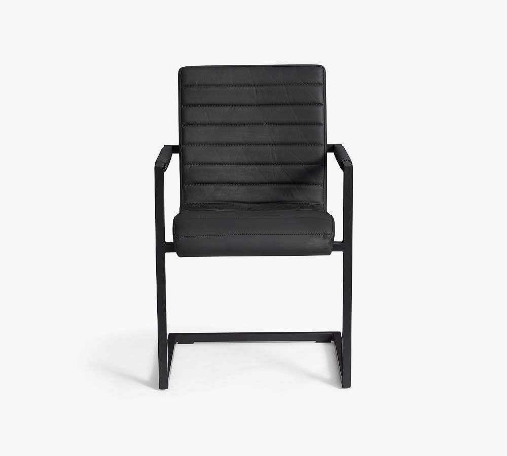 Sabina Leather Desk Chair, Black - Image 0