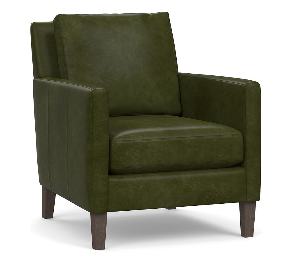Felix Leather Armchair, Polyester Wrapped Cushions, Legacy Forest Green - Image 0